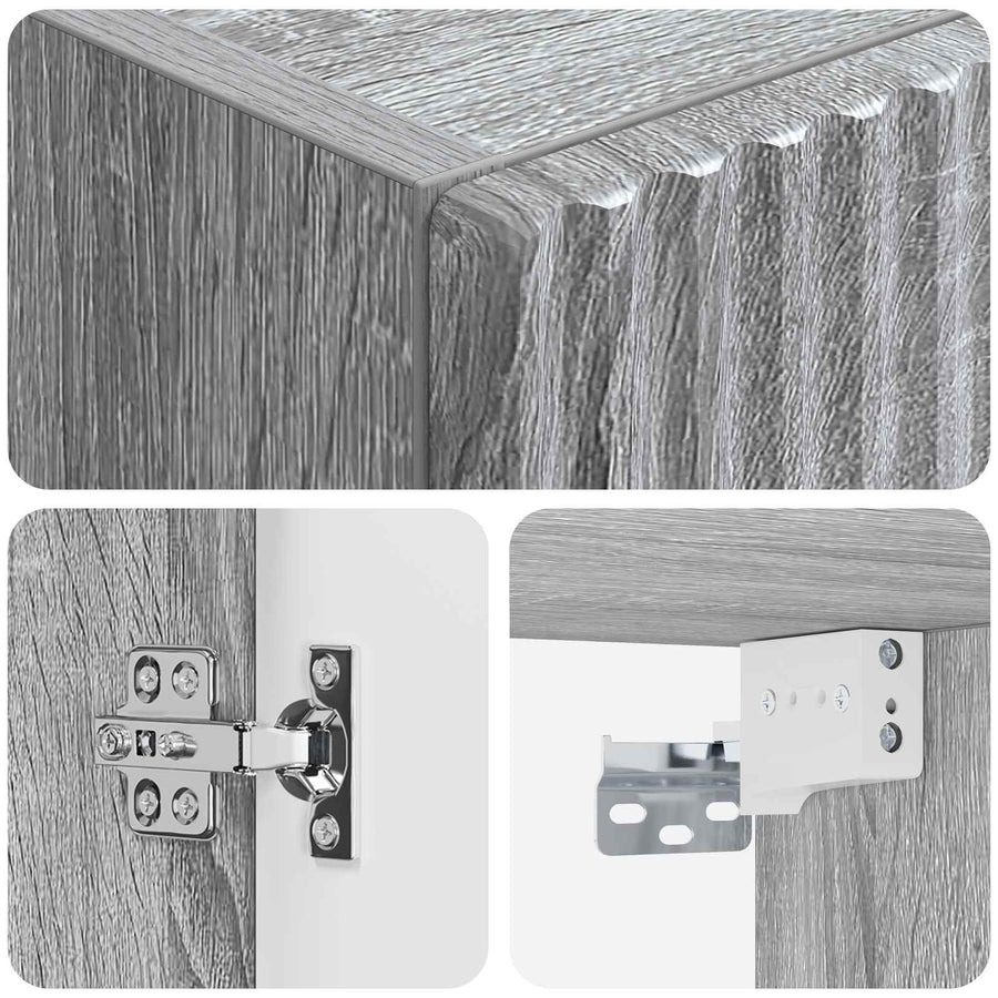 Wand Gemonteerde Badkamerkast Grijs Sonoma 33 x 34,5 x 160 cm