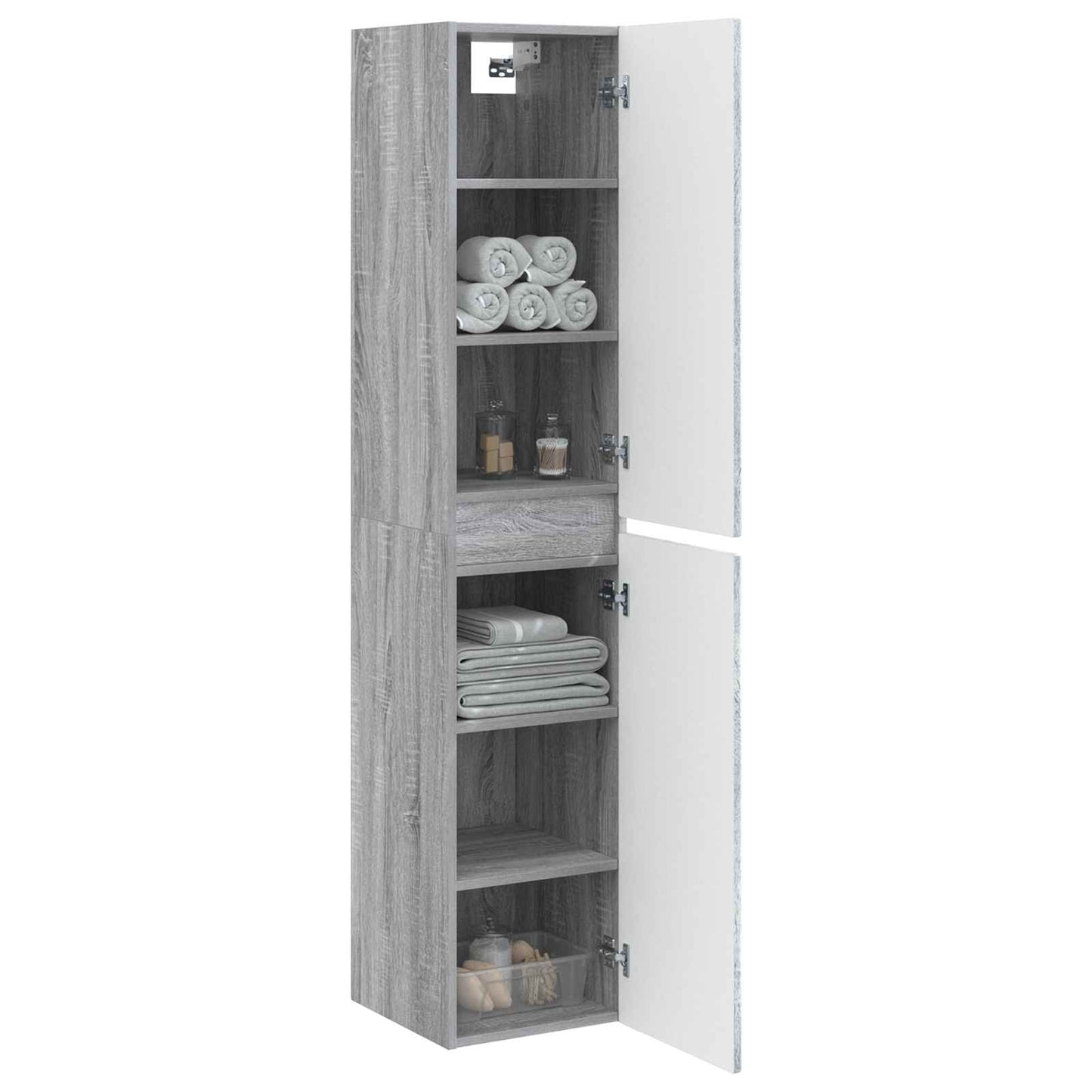 Wand Gemonteerde Badkamerkast Grijs Sonoma 33 x 34,5 x 160 cm