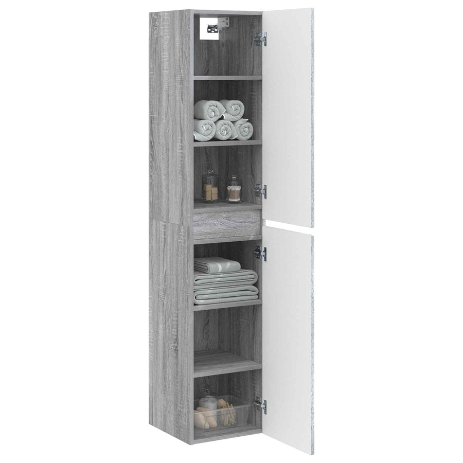 Wand Gemonteerde Badkamerkast Grijs Sonoma 33 x 34,5 x 160 cm
