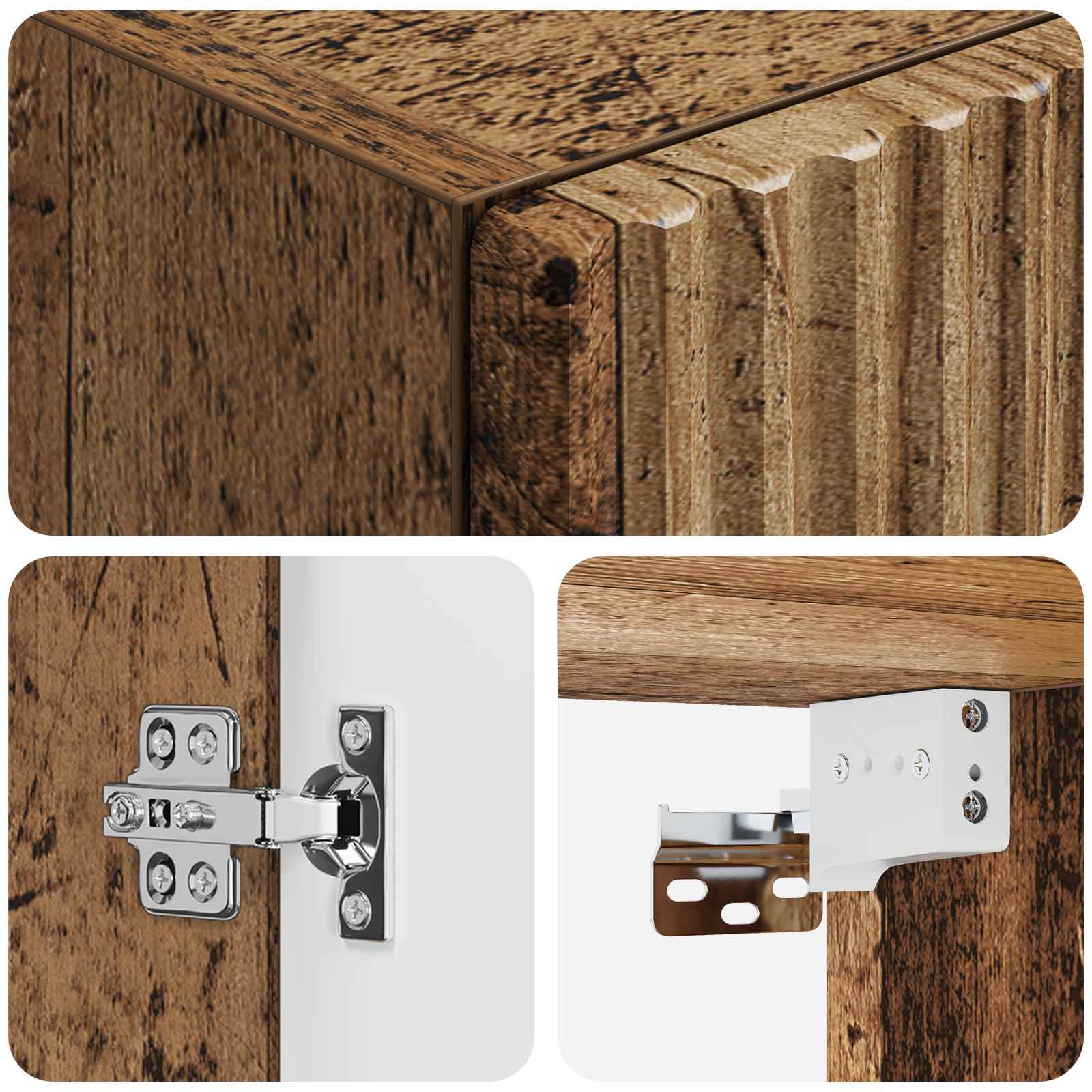 Wand Gemonteerde Badkamerkast Oud hout 33 x 34,5 x 160 cm