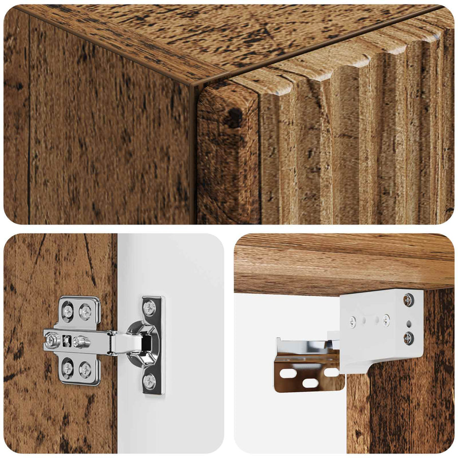 Wand Gemonteerde Badkamerkast Oud hout 33 x 34,5 x 160 cm