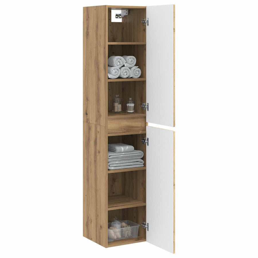 Wand Gemonteerde Badkamerkast Artisanaal eiken