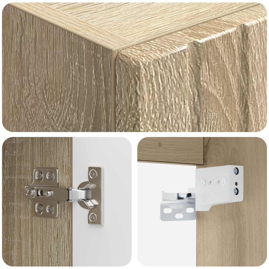 Wand Gemonteerde Badkamerkast Sonoma Eiken 33 x 34,5 x 100 cm