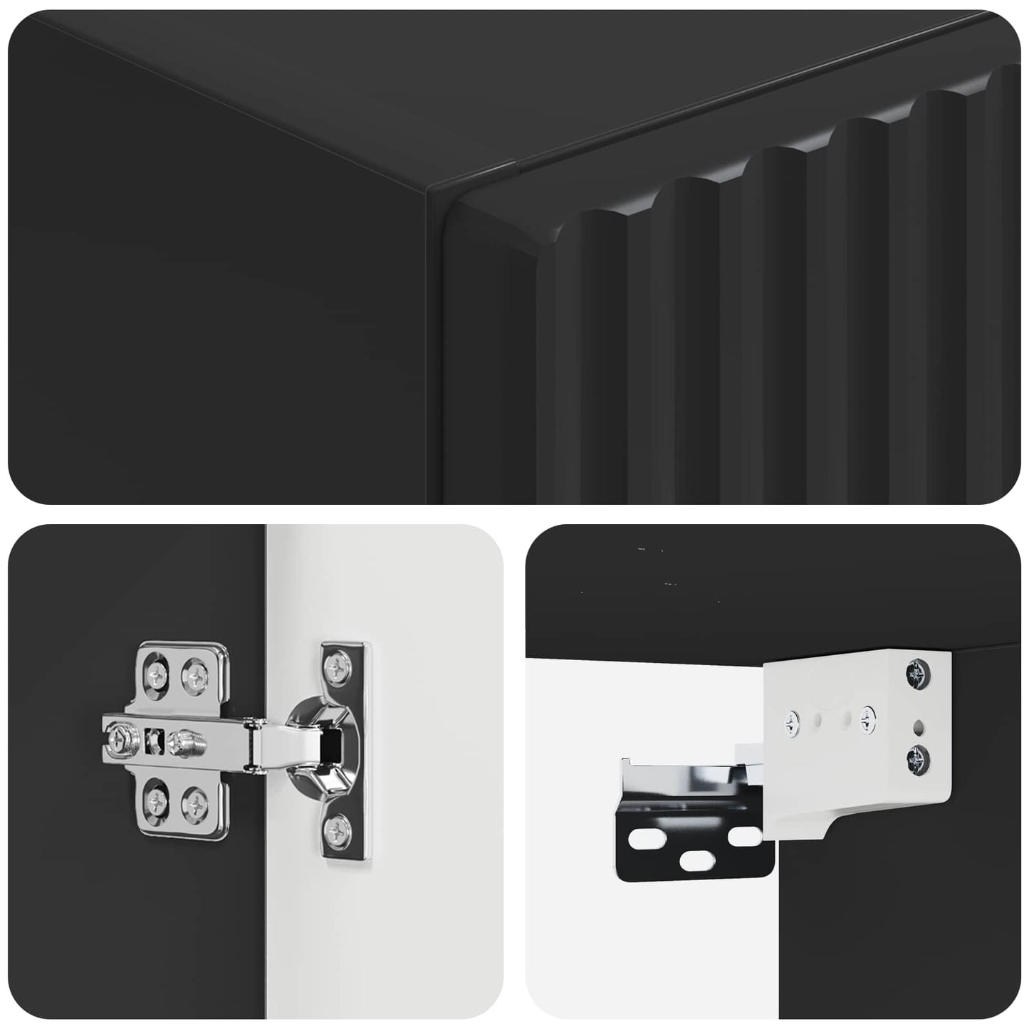 Wand Gemonteerde Badkamerkast Zwart 33 x 34,5 x 60 cm