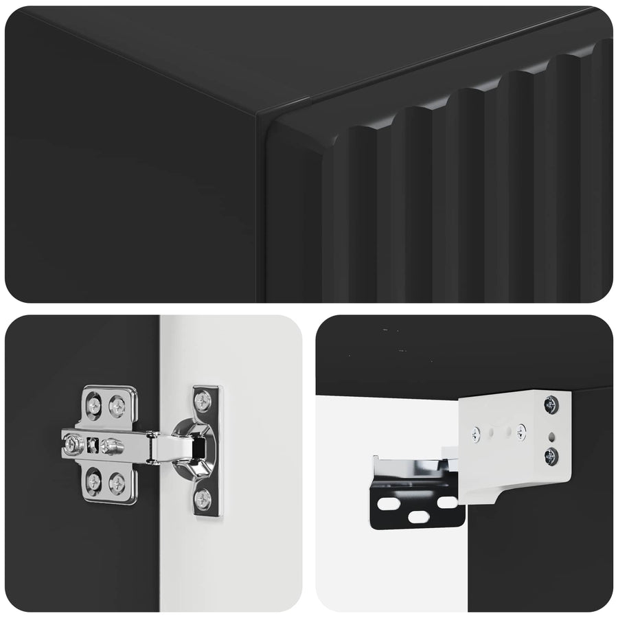 Wand Gemonteerde Badkamerkast Zwart 33 x 34,5 x 60 cm