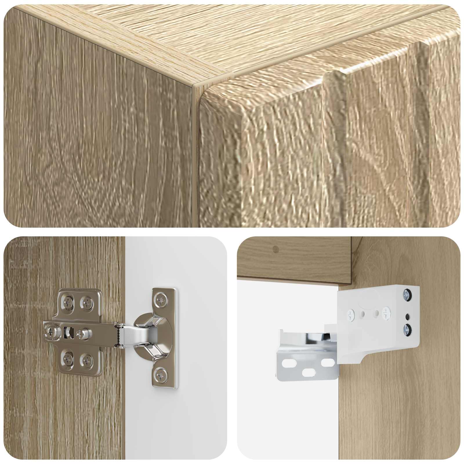 Wand Gemonteerde Badkamerkast Sonoma Eiken 33 x 34,5 x 60 cm