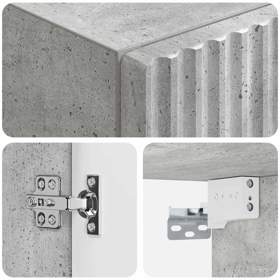 Wand Gemonteerde Badkamerkast Betongrijs 33 x 34,5 x 60 cm