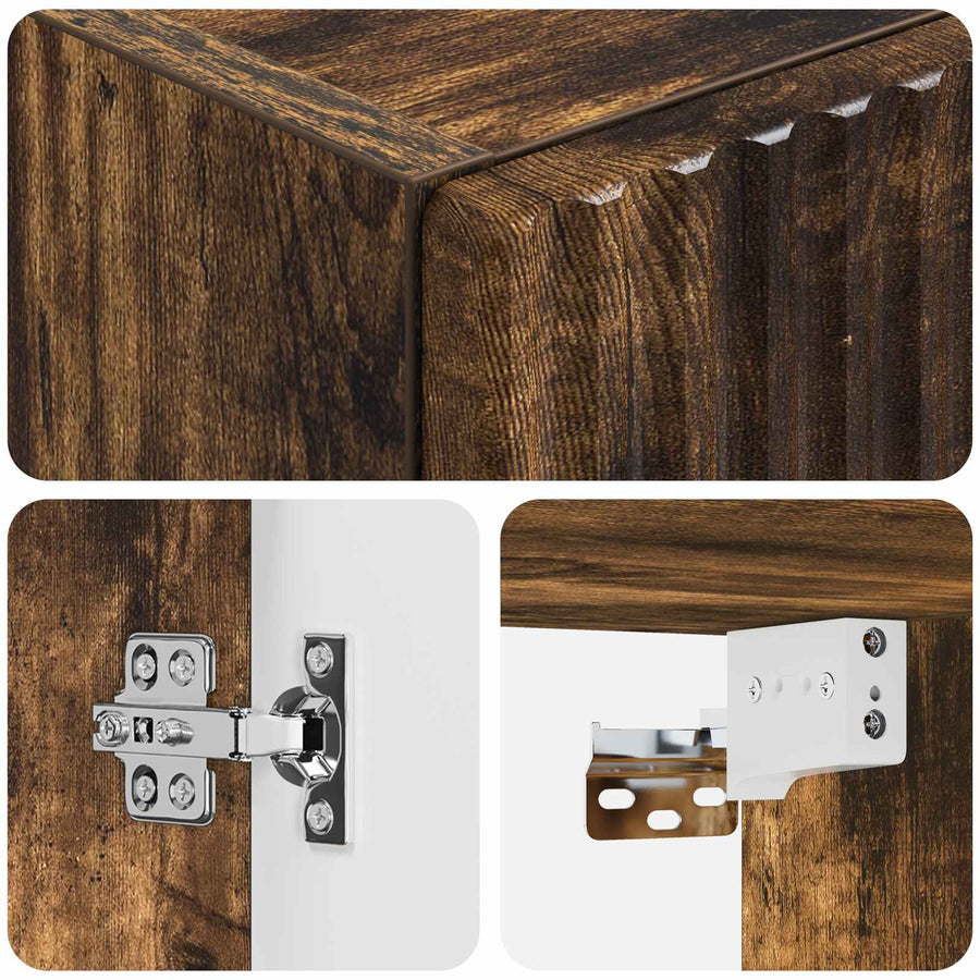 Wand Gemonteerde Badkamerkast Gerookt eiken 33 x 34,5 x 60 cm