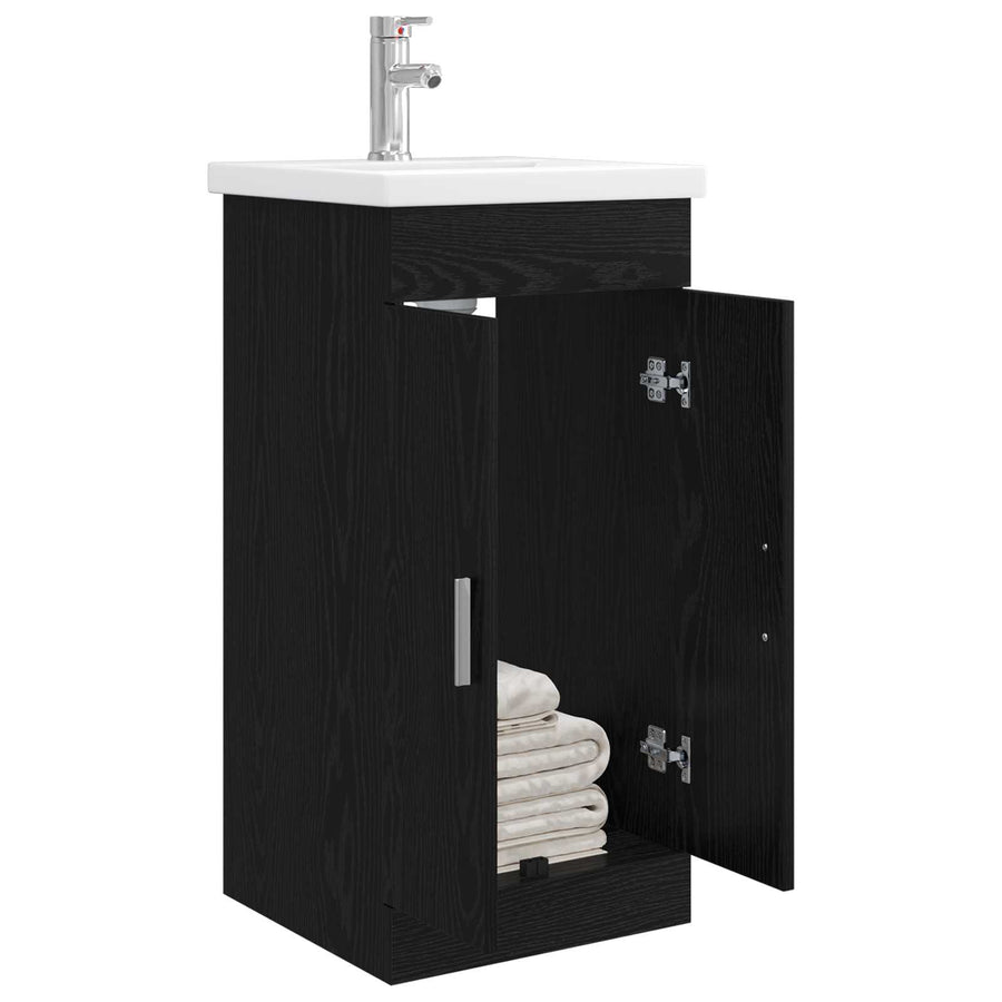 Badkamermeubel met Wasbak Zwart eiken 42 x 40 x 84,5 cm
