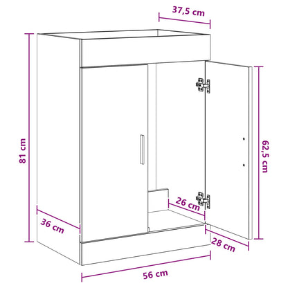 Badkamer Onder Wasbak Kast Oud hout 56 x 37,5 x 81 cm