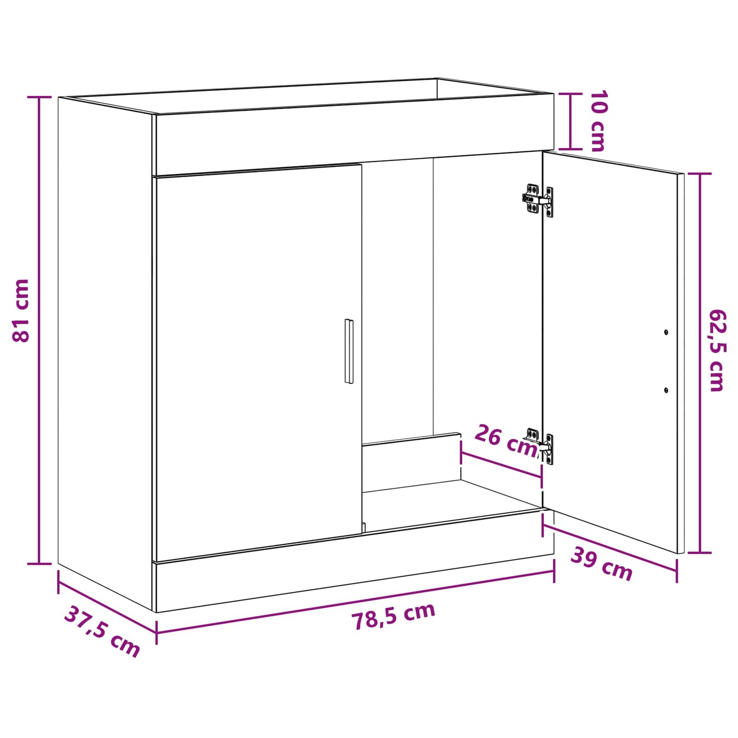 Badkamer Onder Wasbak Kast Oud hout 78,5 x 37,5 x 81 cm