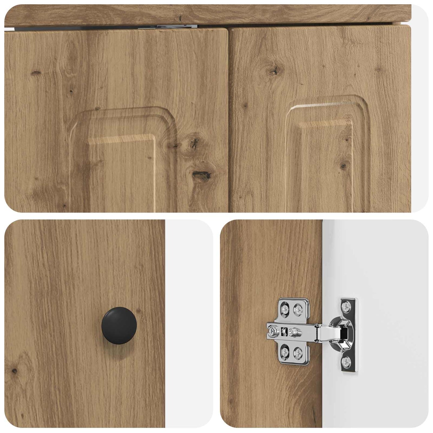 Badkamer Onder Wasbak Kast Artisanaal eiken 78,5 x 37,5 x 81 cm