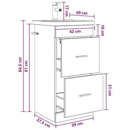 Badkamermeubel met Wasbak Betongrijs 42 x 40 x 84,5 cm