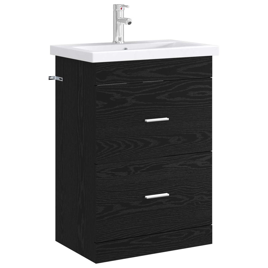 Badkamer Onder Wasbak Kast Zwart eiken 56 x 37,5 x 81 cm