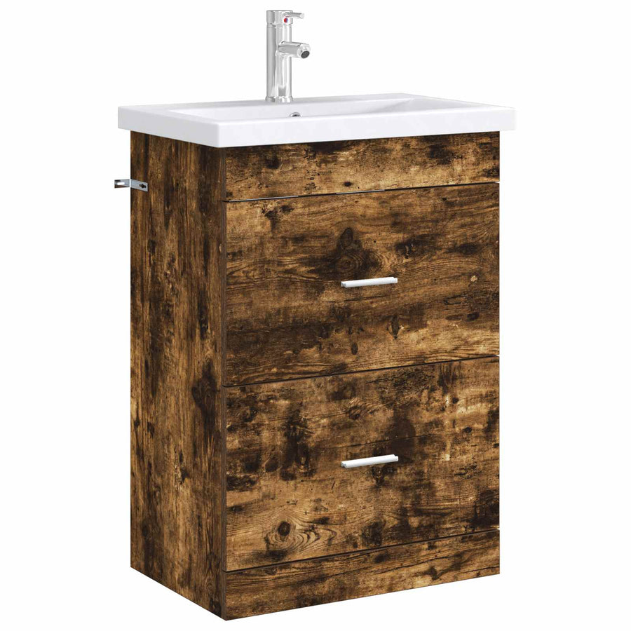 Badkamer Onder Wasbak Kast Gerookt eiken 56 x 37,5 x 81 cm