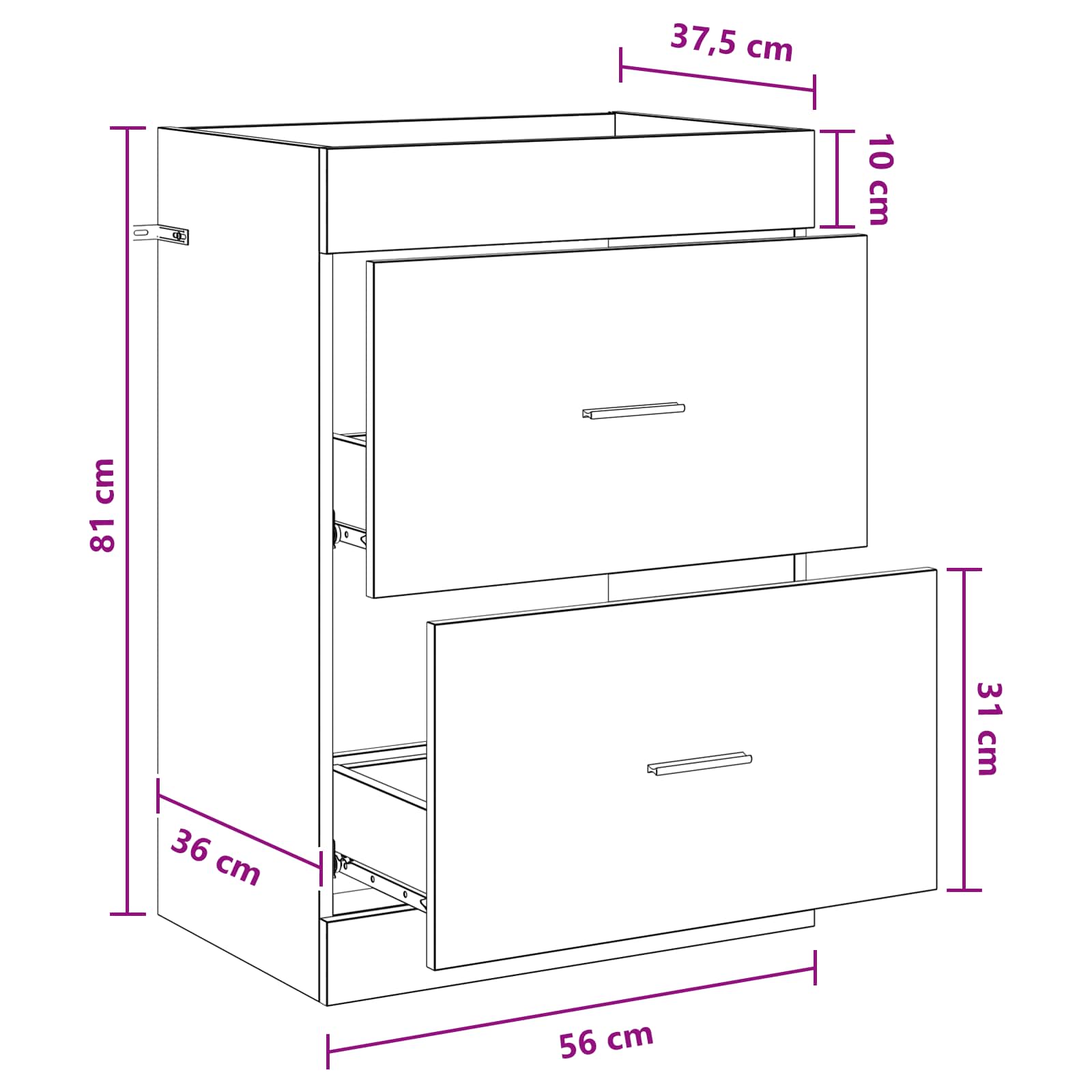 Badkamer Onder Wasbak Kast Oud hout 56 x 37,5 x 81 cm