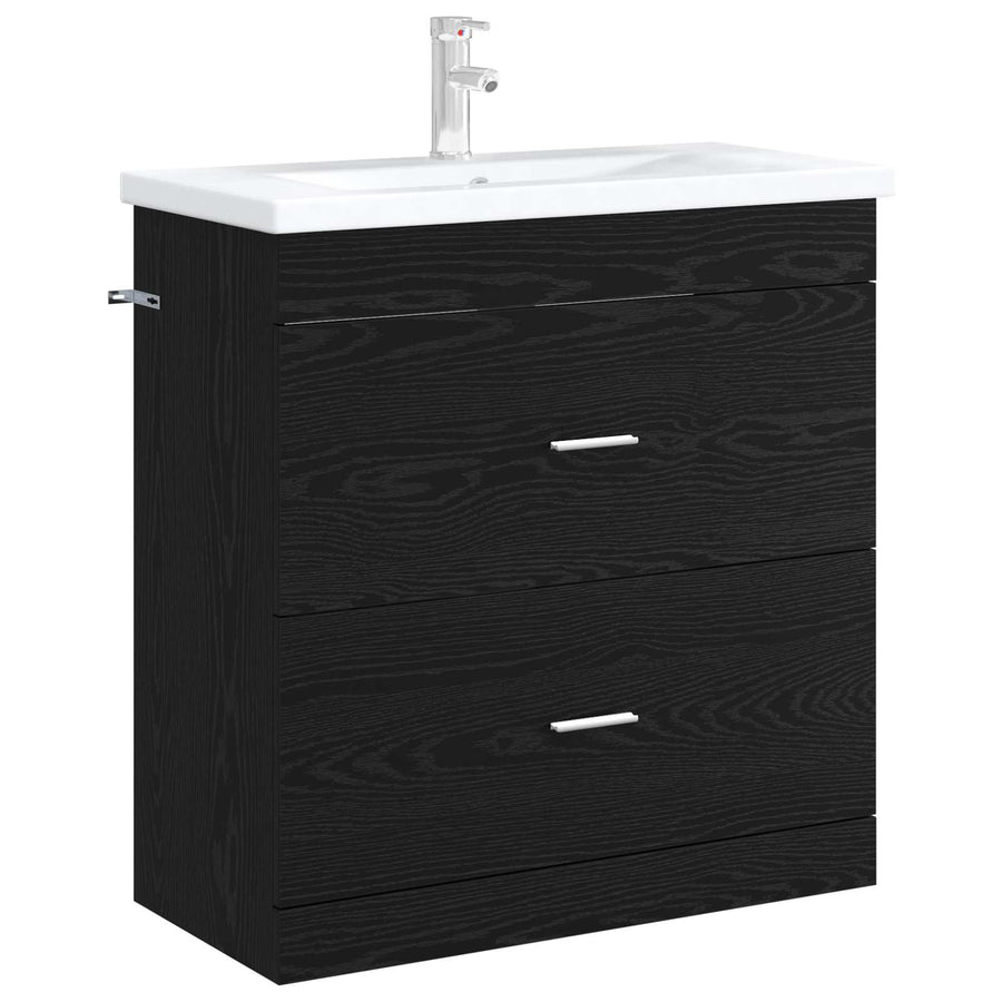 Badkamer Onder Wasbak Kast Zwart eiken 78,5 x 37,5 x 81 cm