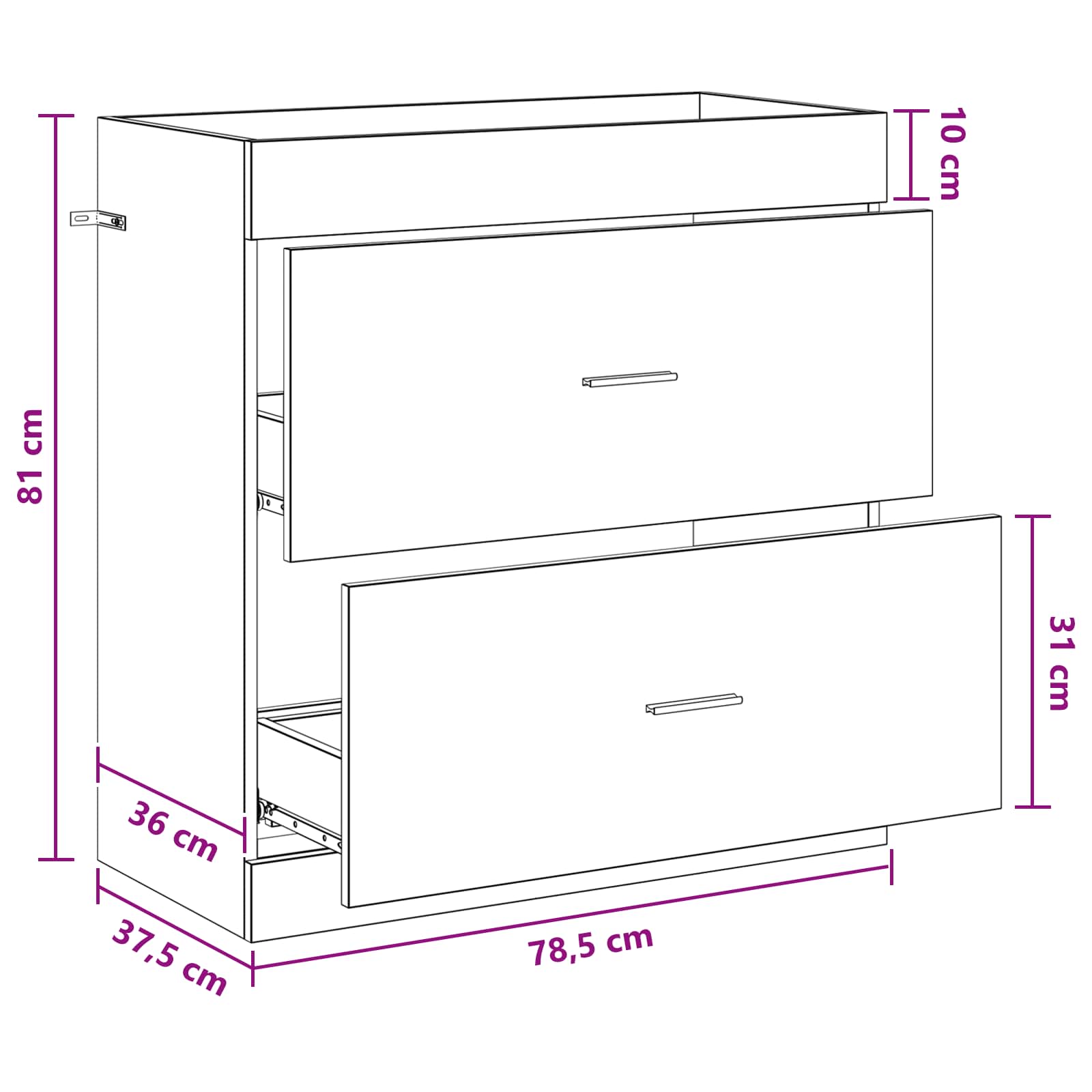Badkamer Onder Wasbak Kast Sonoma Eiken 78,5 x 37,5 x 81 cm
