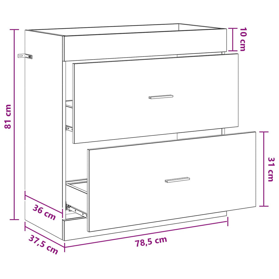 Badkamer Onder Wasbak Kast Sonoma Eiken 78,5 x 37,5 x 81 cm