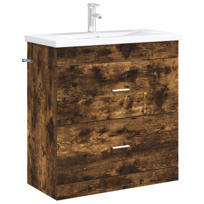 Badkamer Onder Wasbak Kast Gerookt eiken 78,5 x 37,5 x 81 cm