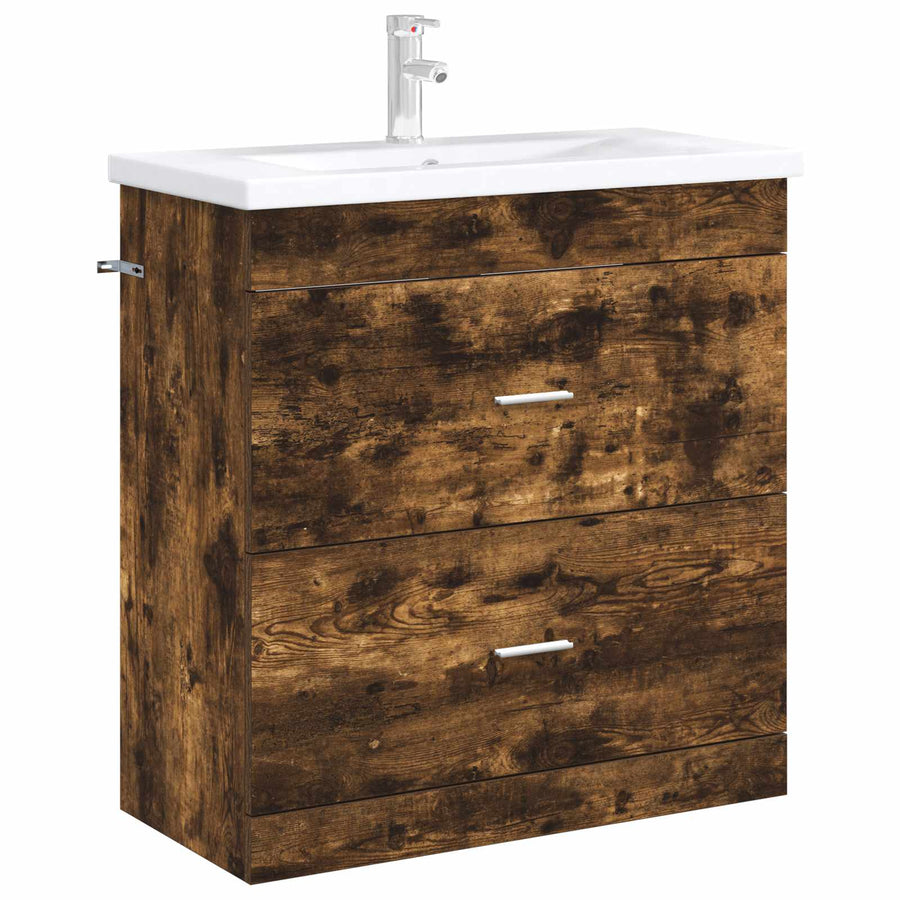 Badkamer Onder Wasbak Kast Gerookt eiken 78,5 x 37,5 x 81 cm