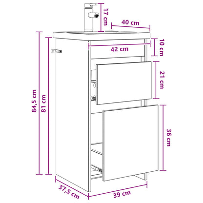 Badkamermeubel met Wasbak Grijs Sonoma 42 x 40 x 84,5 cm
