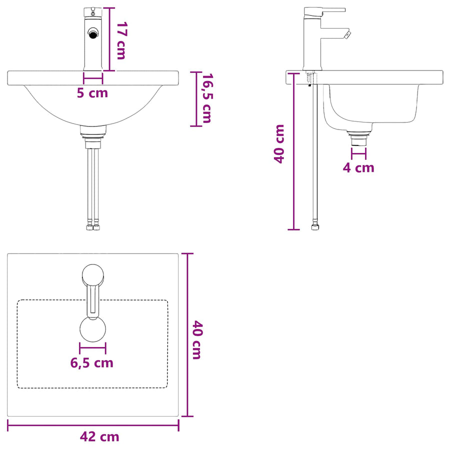 Badkamermeubel met Wasbak Oud hout 42 x 40 x 84,5 cm