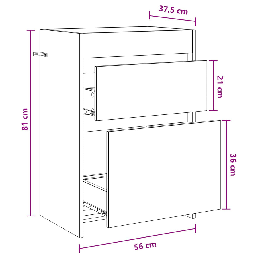 Badkamer Onder Wasbak Kast Wit 56 x 37,5 x 81 cm Bewerkt hout