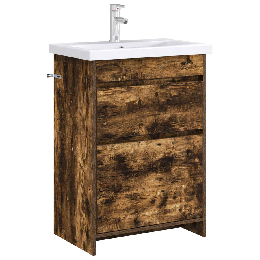 Badkamer Onder Wasbak Kast Gerookt eiken 56 x 37,5 x 81 cm