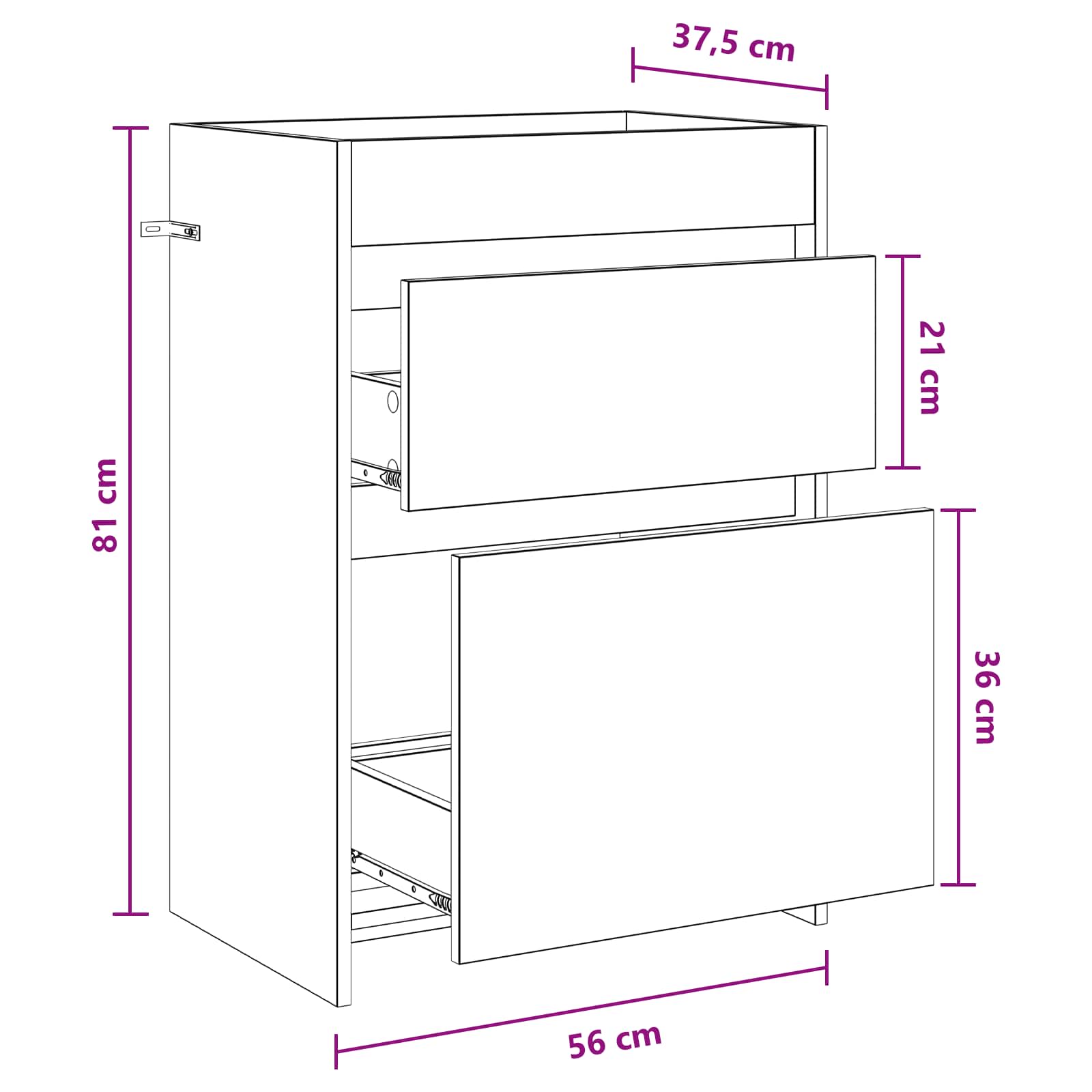 Badkamer Onder Wasbak Kast Oud hout 56 x 37,5 x 81 cm