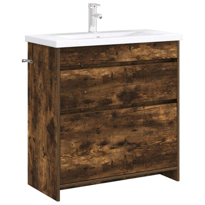 Badkamer Onder Wasbak Kast Gerookt eiken 78,5 x 37,5 x 81 cm