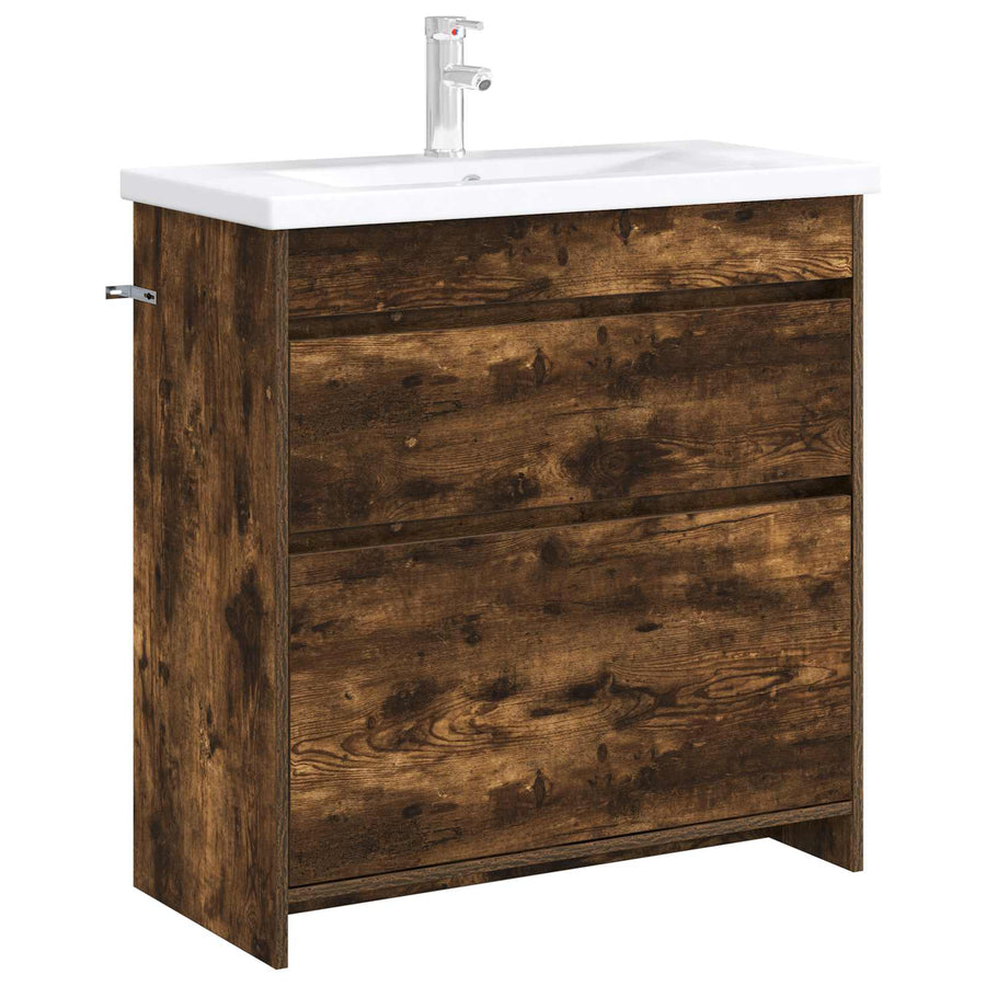 Badkamer Onder Wasbak Kast Gerookt eiken 78,5 x 37,5 x 81 cm