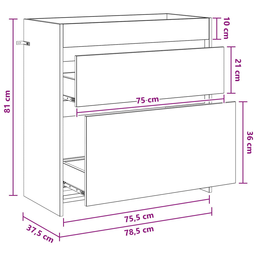 Badkamer Onder Wasbak Kast Oud hout 78,5 x 37,5 x 81 cm