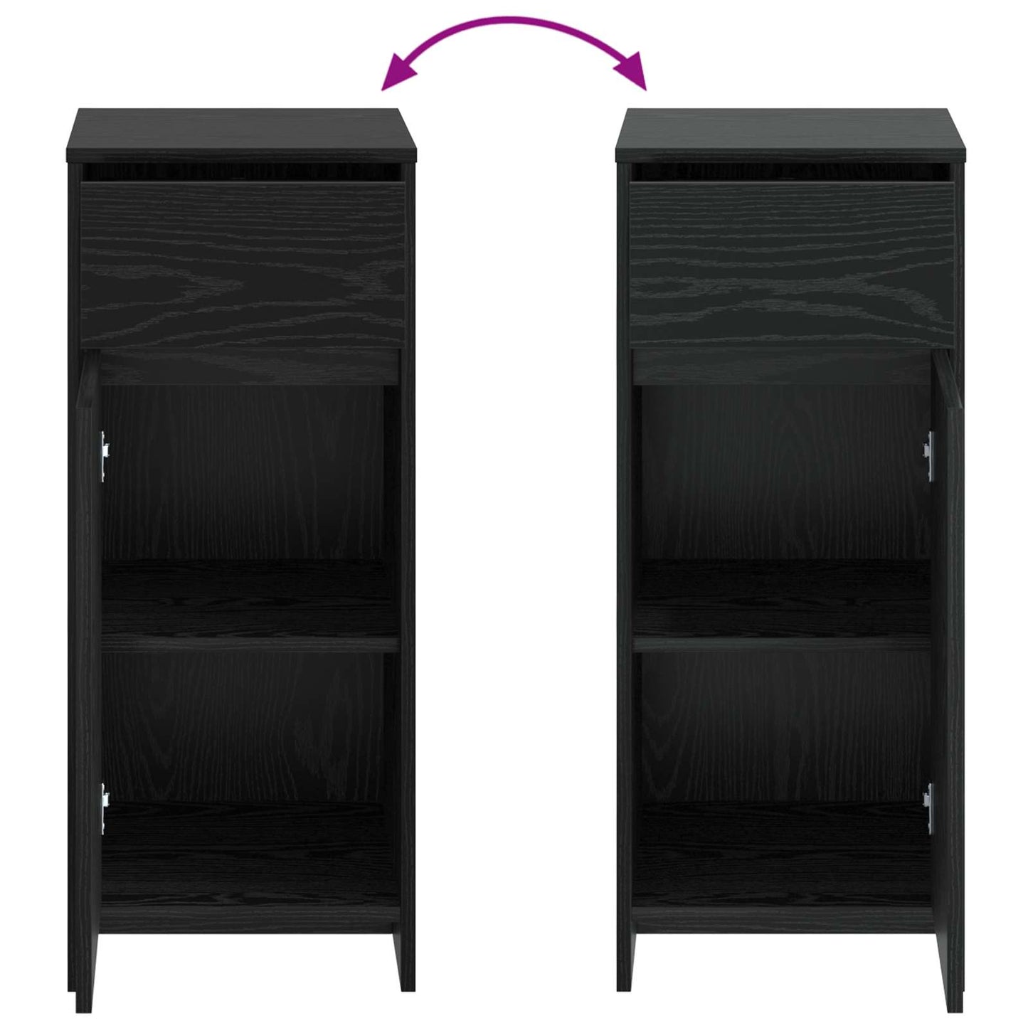Badkamerkast Zwart eiken 35 x 36,5 x 85 cm Bewerkt hout