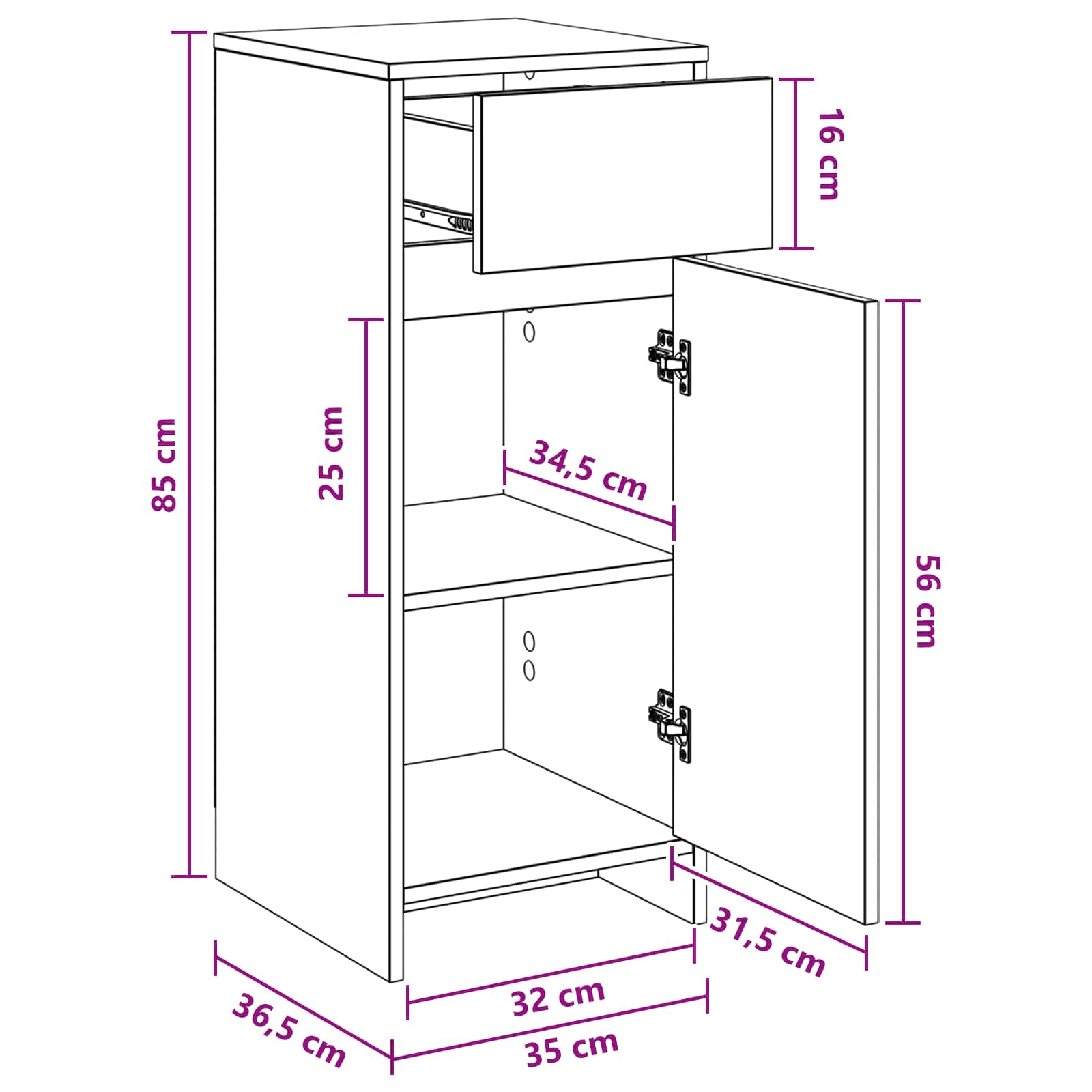 Badkamerkast Oud hout 35 x 36,5 x 85 cm Bewerkt hout