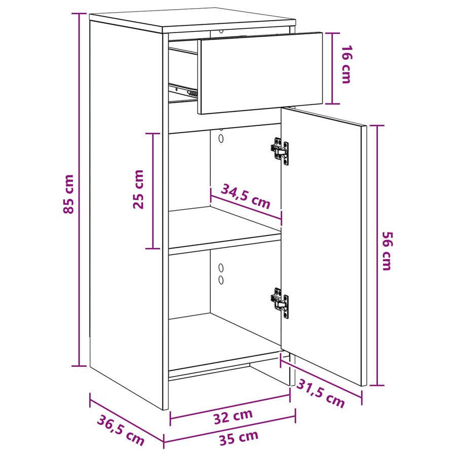Badkamerkast Oud hout 35 x 36,5 x 85 cm Bewerkt hout