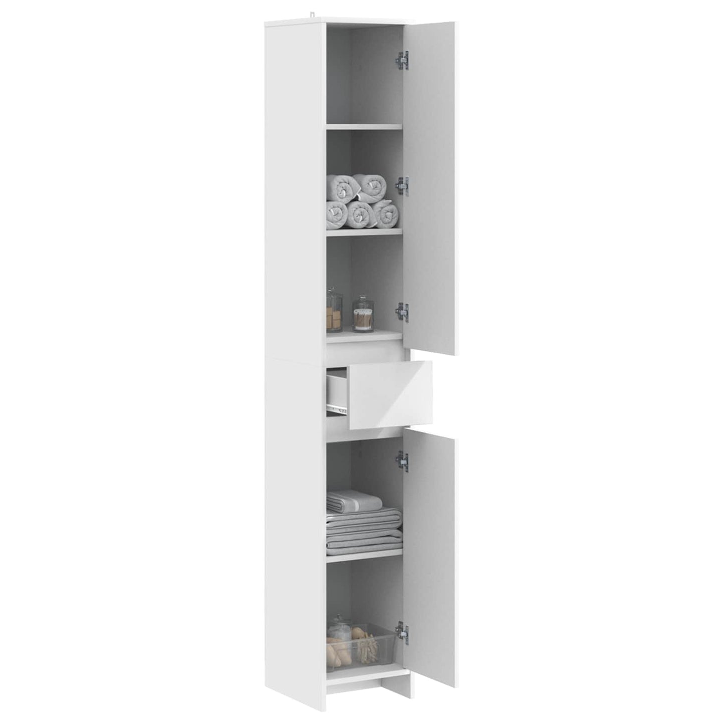 Badkamerkast Wit 30 x 33 x 190 cm Bewerkt hout