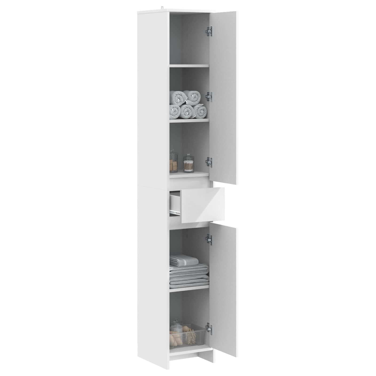 Badkamerkast Wit 30 x 33 x 190 cm Bewerkt hout