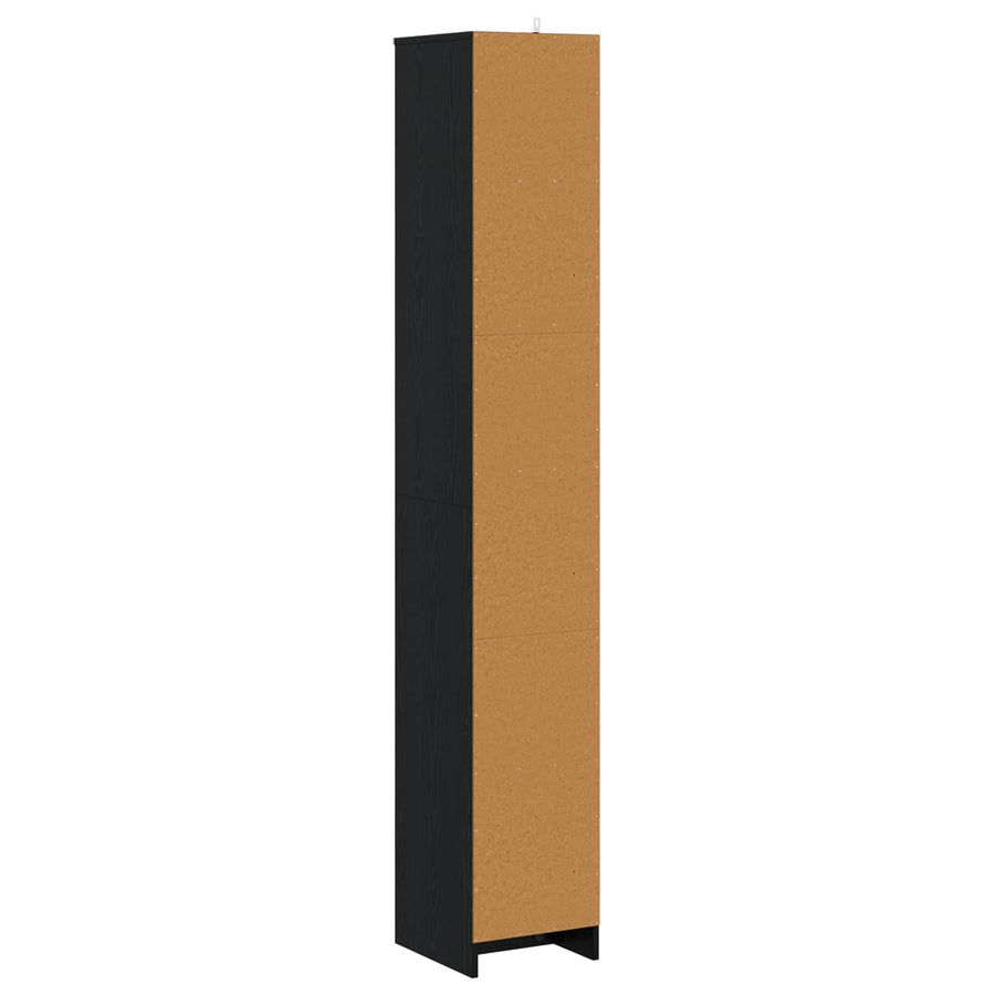 Badkamerkast Zwart eiken 30 x 33 x 190 cm Bewerkt hout