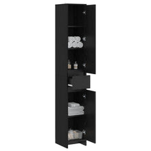 Badkamerkast Zwart eiken 30 x 33 x 190 cm Bewerkt hout