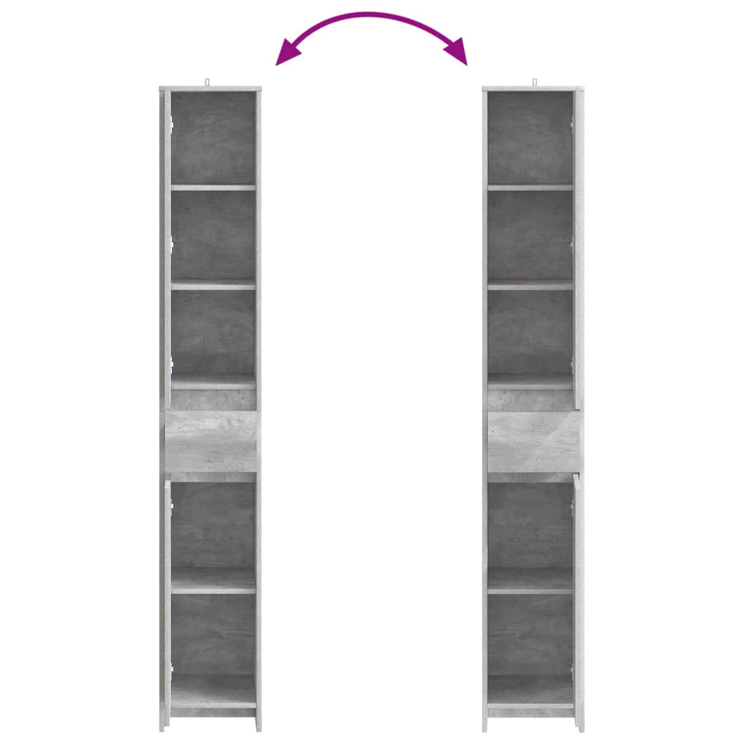 Badkamerkast Betongrijs 30 x 33 x 190 cm Bewerkt hout