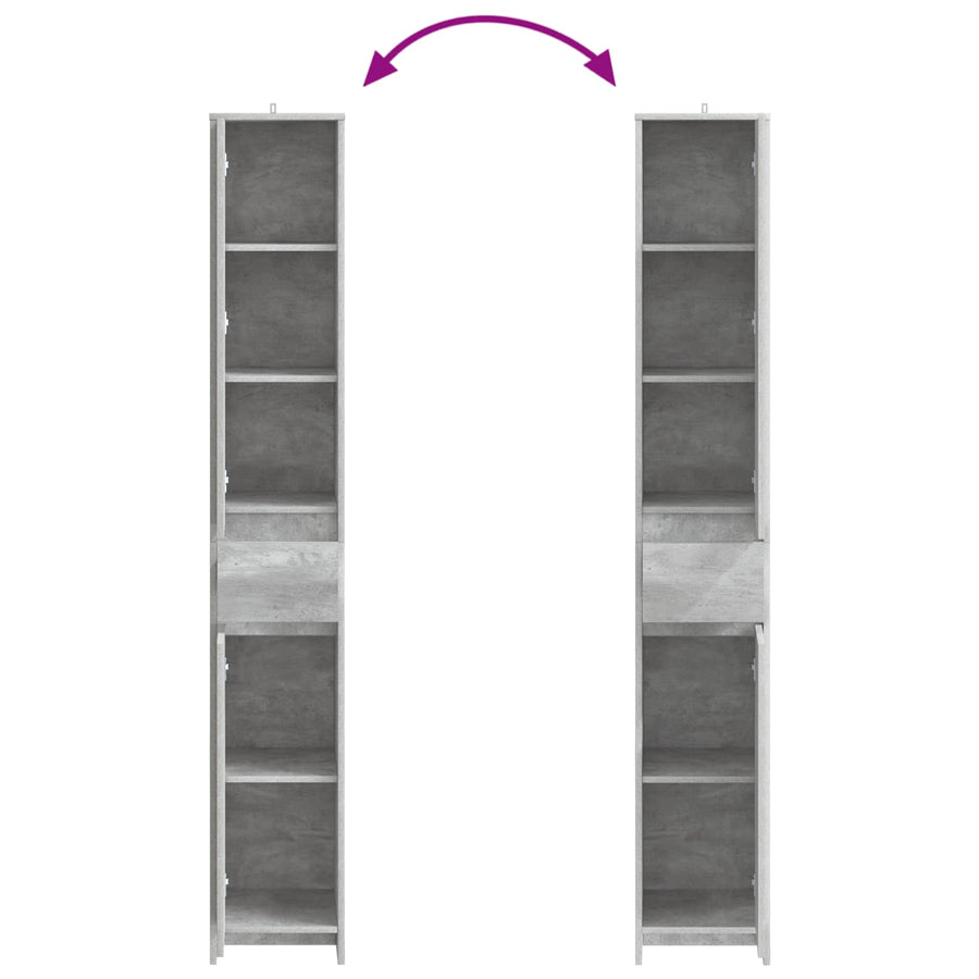 Badkamerkast Betongrijs 30 x 33 x 190 cm Bewerkt hout