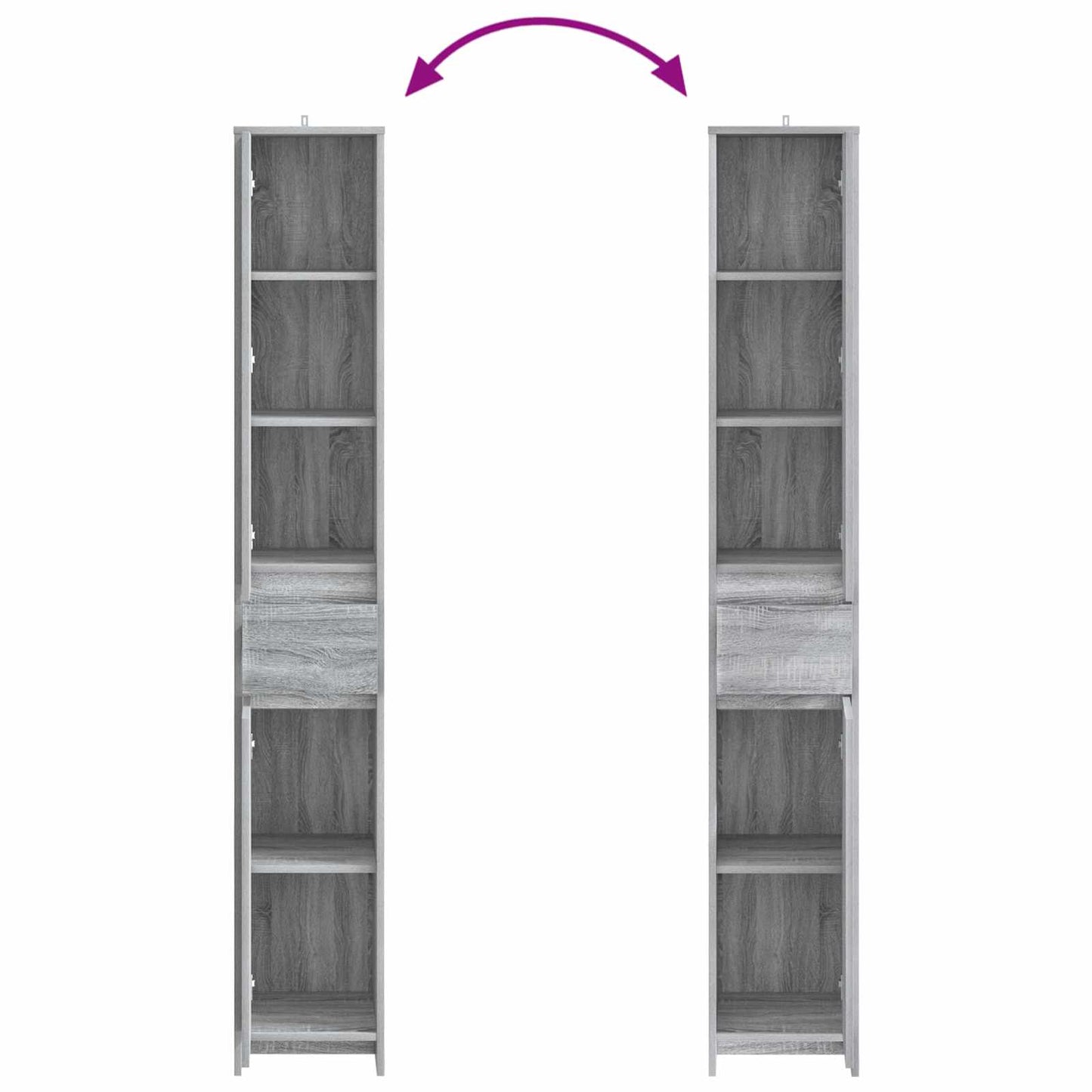 Badkamerkast Grijs Sonoma 30 x 33 x 190 cm Bewerkt hout