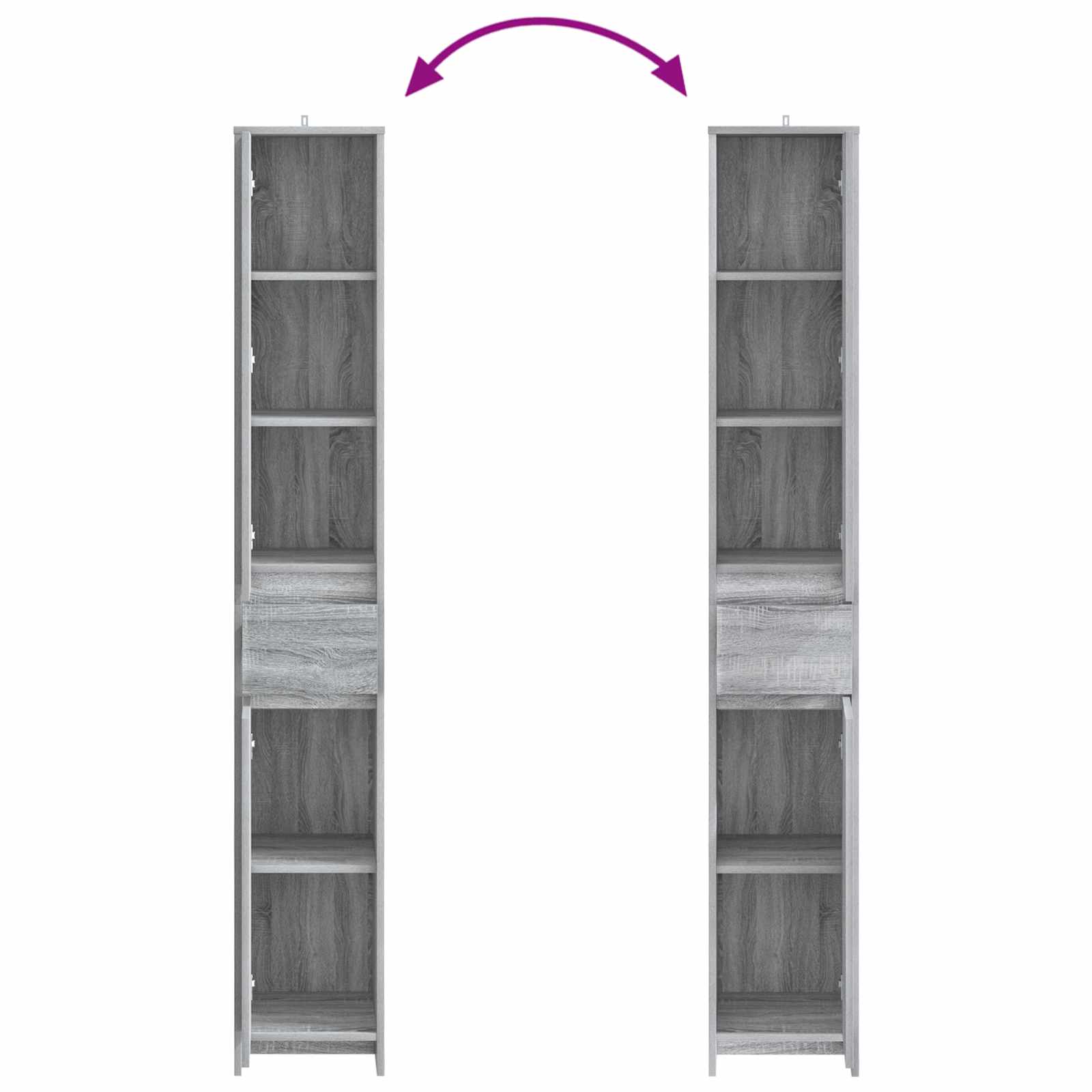Badkamerkast Grijs Sonoma 30 x 33 x 190 cm Bewerkt hout
