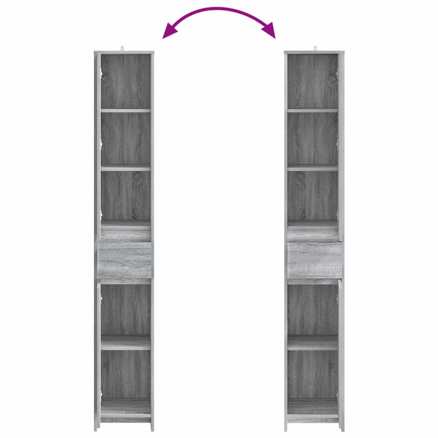 Badkamerkast Grijs Sonoma 30 x 33 x 190 cm Bewerkt hout