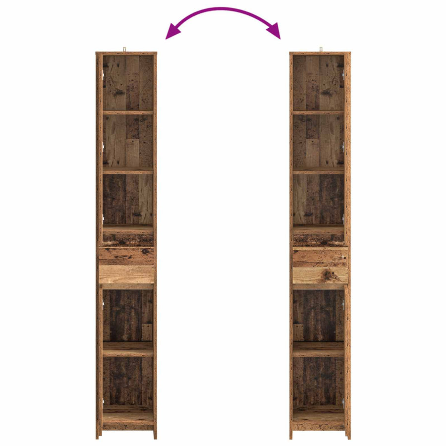 Badkamerkast Oud hout 30 x 33 x 190 cm Bewerkt hout