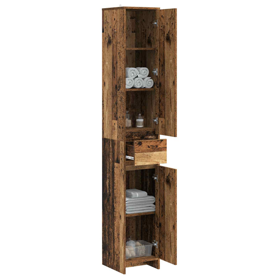 Badkamerkast Oud hout 30 x 33 x 190 cm Bewerkt hout