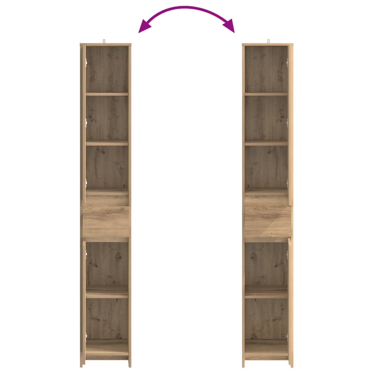 Badkamerkast Artisanaal eiken 30 x 33 x 190 cm Bewerkt hout