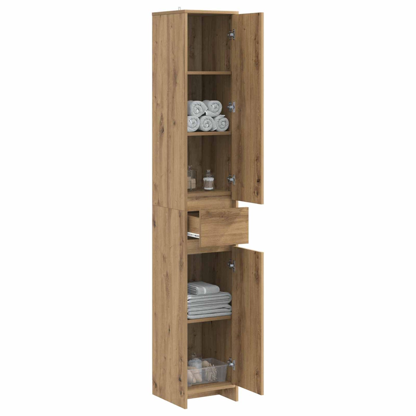 Badkamerkast Artisanaal eiken 30 x 33 x 190 cm Bewerkt hout