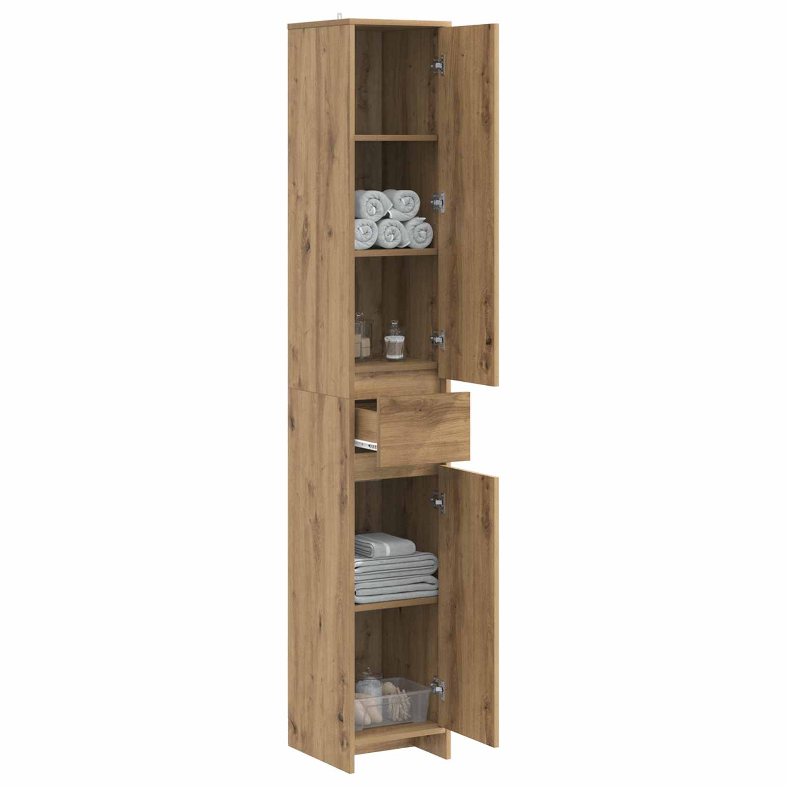 Badkamerkast Artisanaal eiken 30 x 33 x 190 cm Bewerkt hout